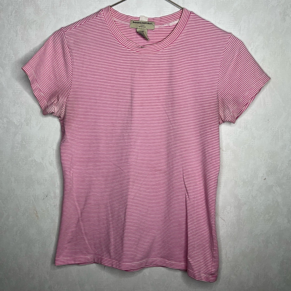 Banana Republic Coastal Pink Striped Stretch Shirt